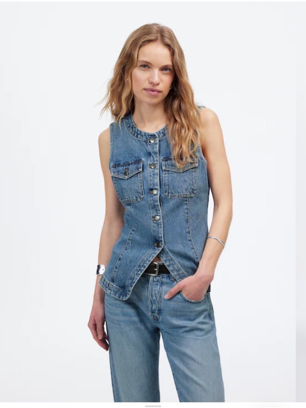 Madewell Light Blue Sleeveless Denim Vest